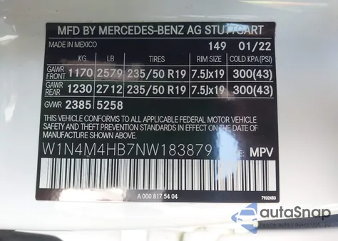 2022 Mercedes-Benz Glb 250 4Matic from USA, damaged, VIN W1N4M4HB7NW183879